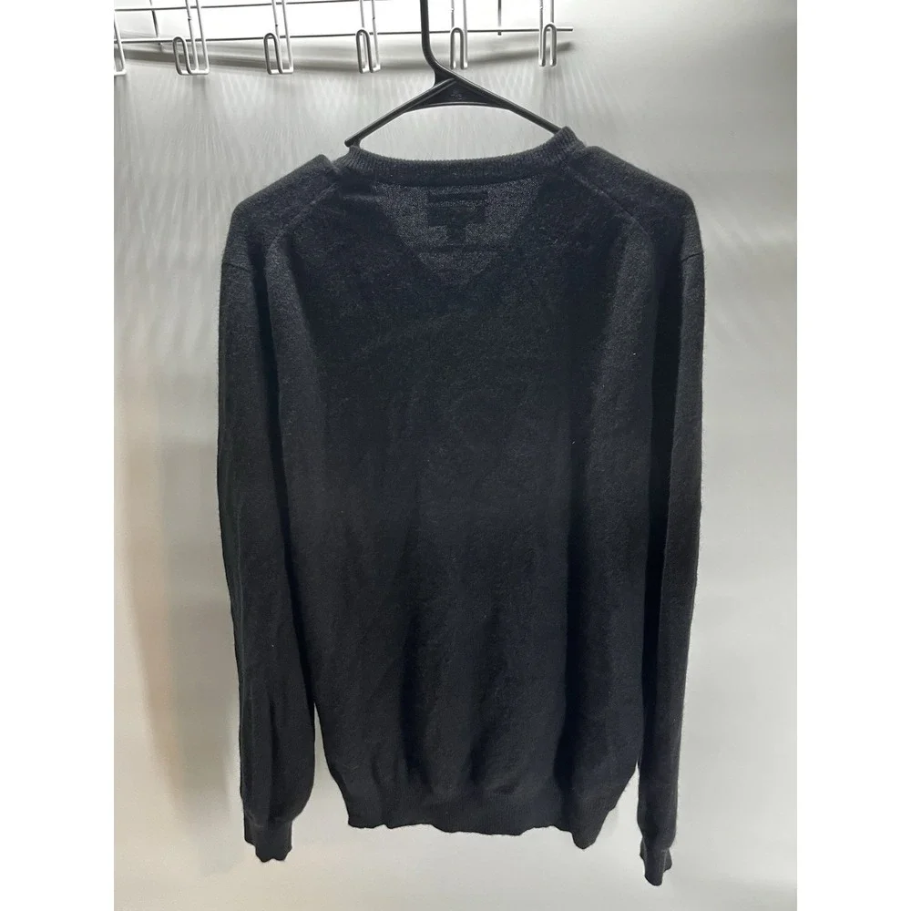 Club Room Medium M Estate Cashmere Sweater V Neck Black‎ Preppy Business